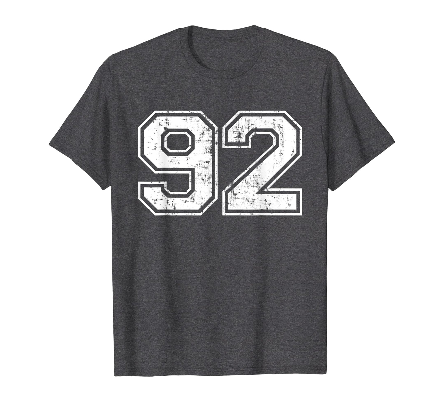 Number 92 Varsity Distressed Sports Team T-Shirt - Unique Graphic Unisex - T-Shirt, Sweatshirt, Hoodie