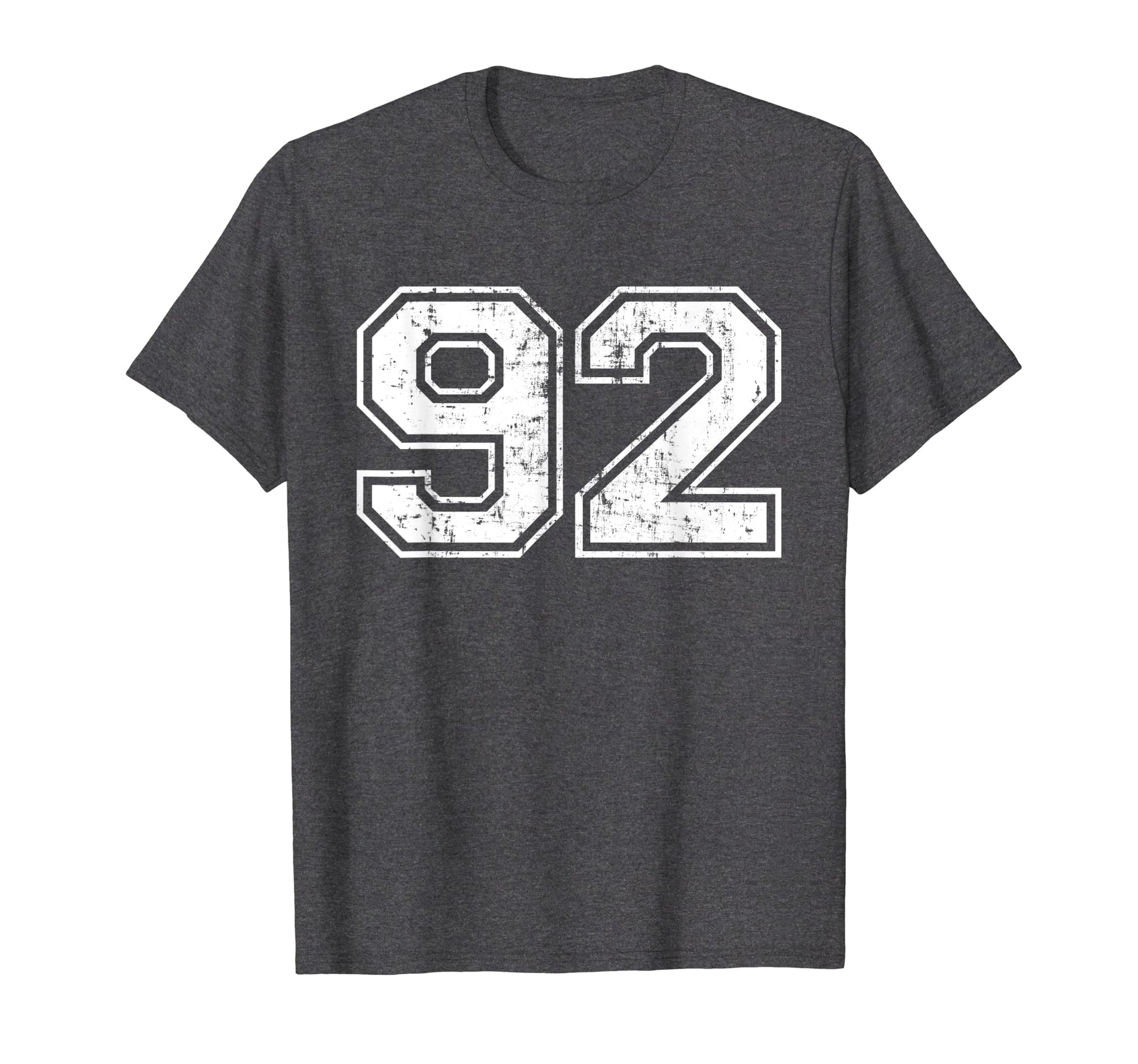Number 92 Varsity Distressed Sports Team T-Shirt - Unique Graphic Unisex - T-Shirt, Sweatshirt, Hoodie