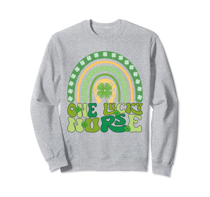 One Lucky Nurse Groovy Rainbow St Sweatshirt - Trendy Graphic Unisex - T-Shirt, Sweatshirt, Hoodie