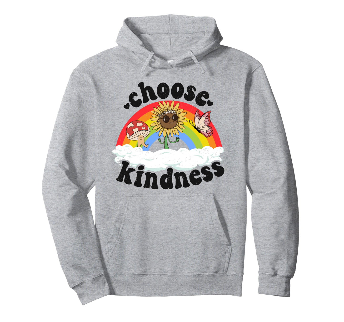 Positive Sunflower Rainbow Peace Butterfly Hoodie - Graphic Print Unisex - T-Shirt, Sweatshirt, Hoodie