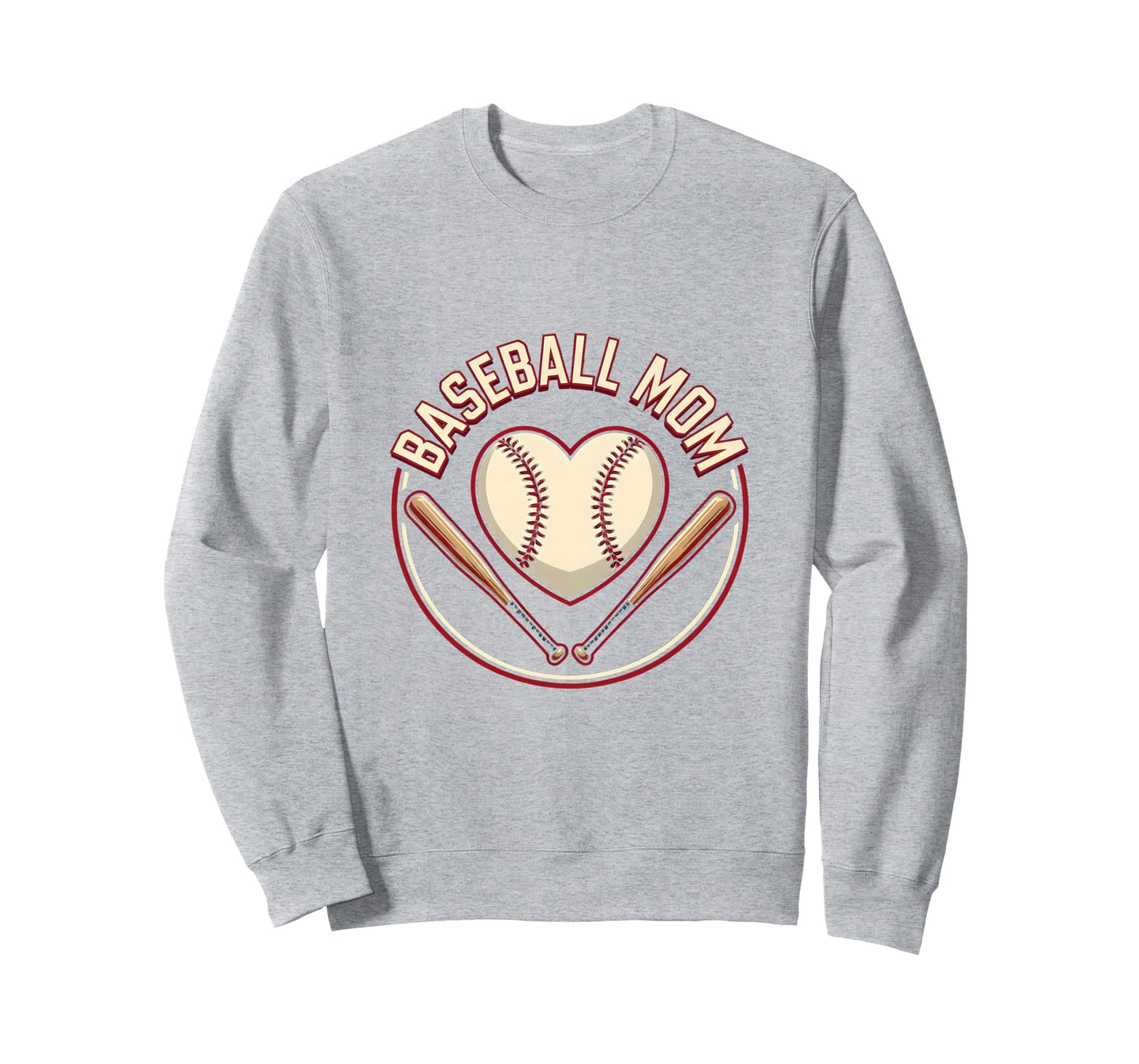 Baseball Mom Heart Proud Sports Sweatshirt - Aesthetic Graphic for Adults - T-Shirt, Sweatshirt, Hoodie
