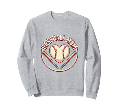 Baseball Mom Heart Proud Sports Sweatshirt - Aesthetic Graphic for Adults - T-Shirt, Sweatshirt, Hoodie