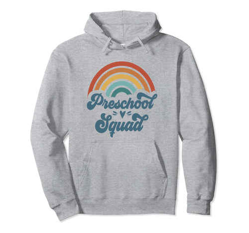 Preschool Squad Groovy Rainbow Hoodie - Novelty Apparel for Adults - T-Shirt, Sweatshirt, Hoodie