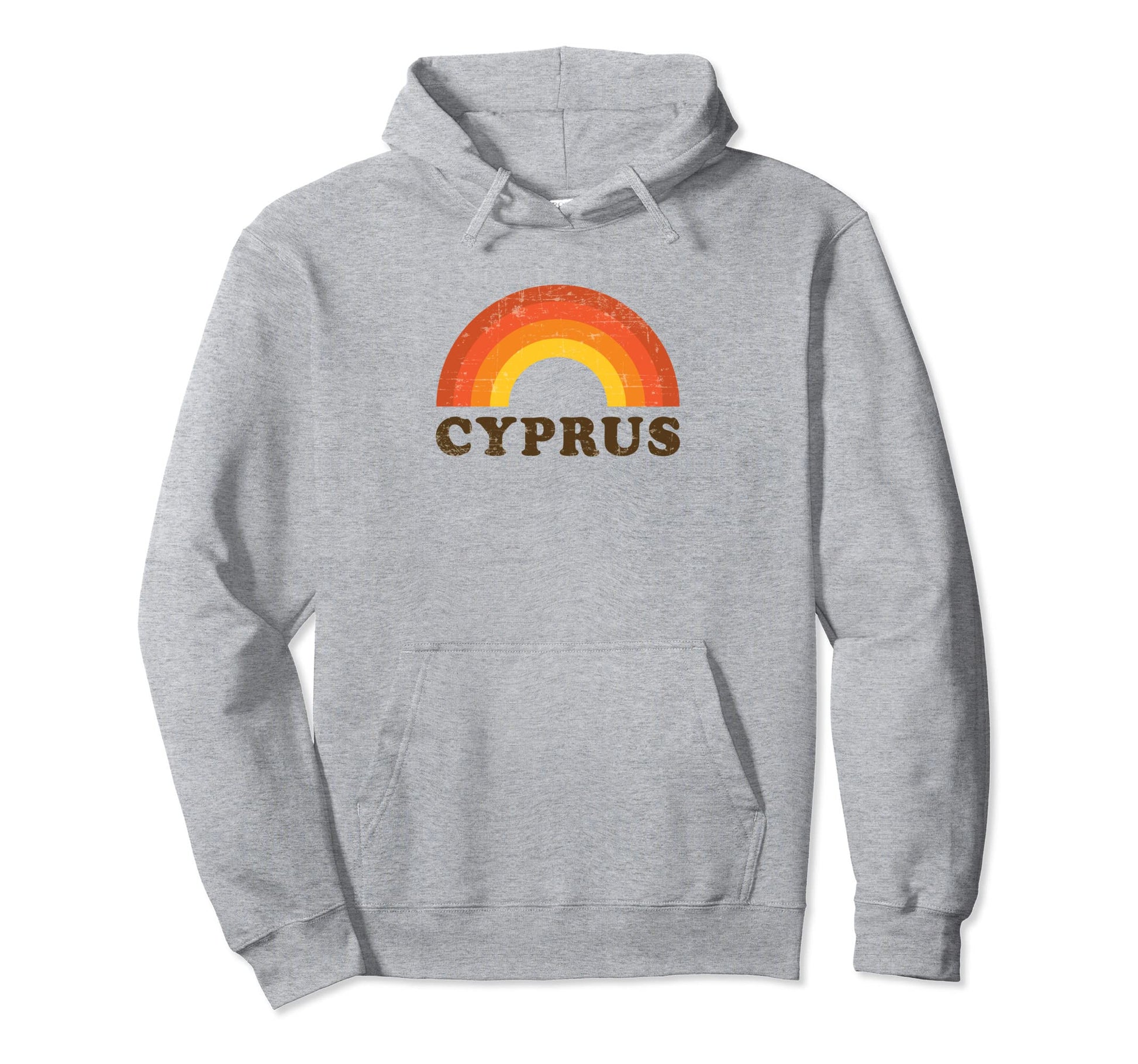 Cyprus Rainbow Souvenir 60S 70S Distressed Hoodie - Streetwear Style Unisex - T-Shirt, Sweatshirt, Hoodie