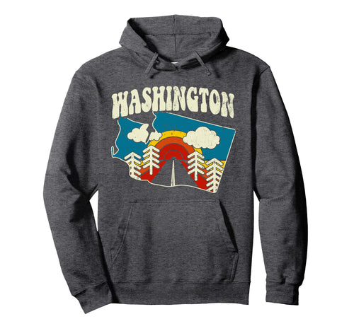 Washington State Rainbow Hippie 70S Map Hoodie - Streetwear Style Men Women - T-Shirt, Sweatshirt, Hoodie