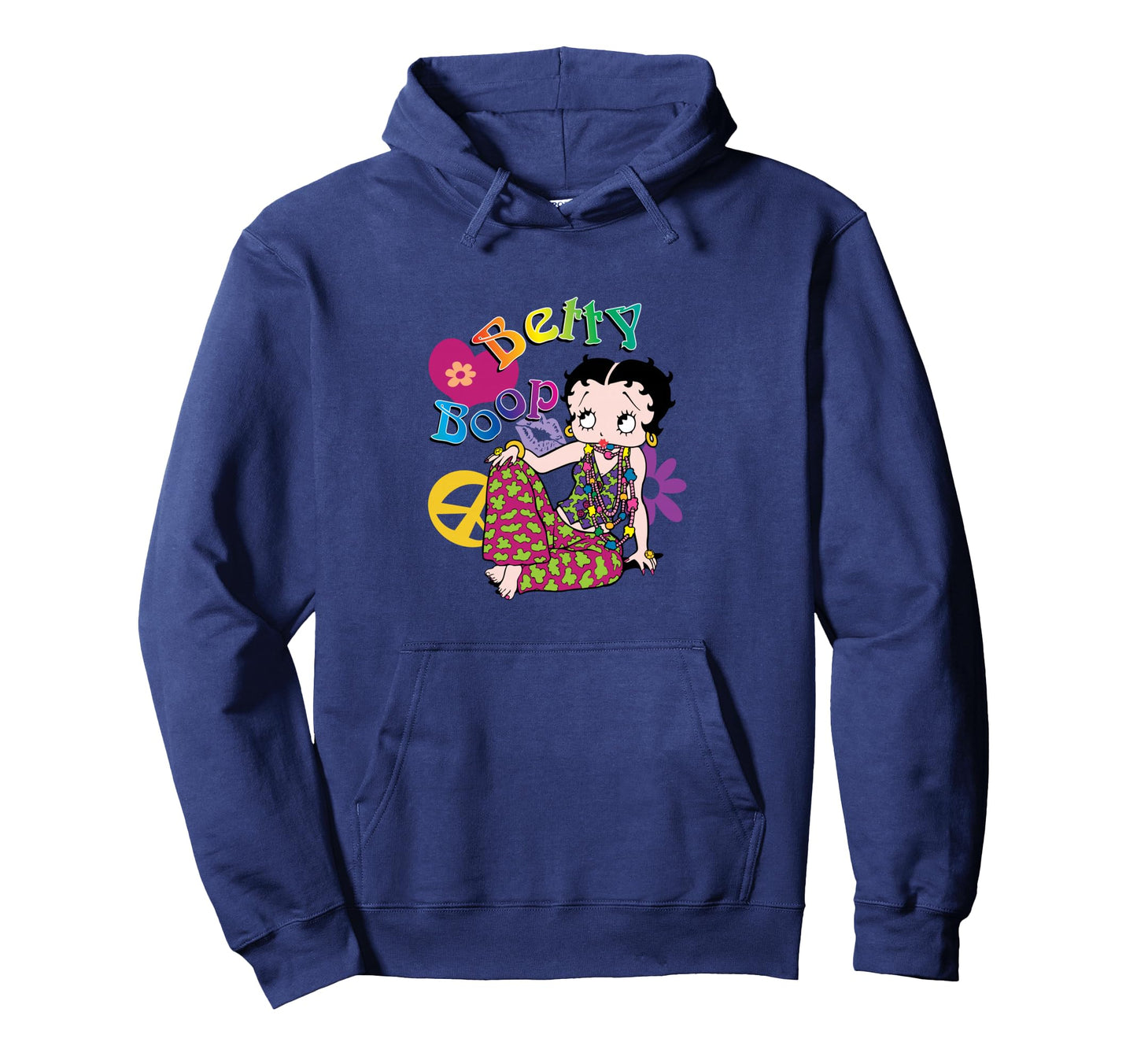Betty Boop Groovy Hippy Peace Love Hoodie - Minimalist Print for Adults - T-Shirt, Sweatshirt, Hoodie