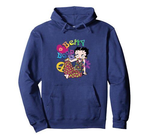 Betty Boop Groovy Hippy Peace Love Hoodie - Minimalist Print for Adults - T-Shirt, Sweatshirt, Hoodie