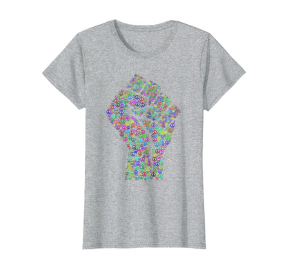 Resist Fist Peace Sign Rainbows T-Shirt - Custom Art Print Men Women - T-Shirt, Sweatshirt, Hoodie