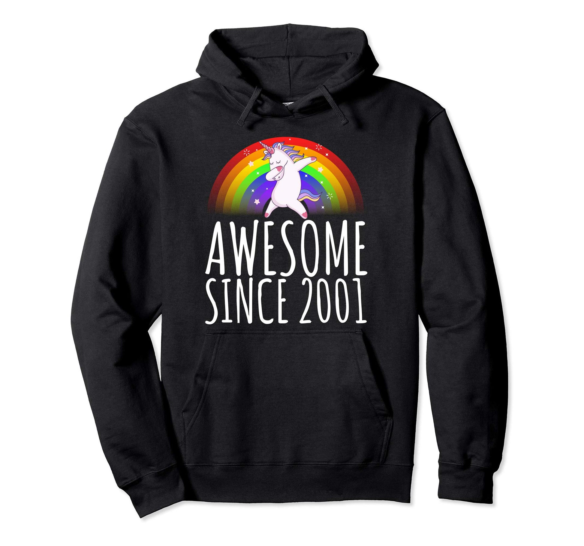 Unicorn Rainbow 2001 18 Year Old Hoodie - Fun Novelty Design for Adults - T-Shirt, Sweatshirt, Hoodie