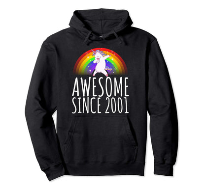 Unicorn Rainbow 2001 18 Year Old Hoodie - Fun Novelty Design for Adults - T-Shirt, Sweatshirt, Hoodie