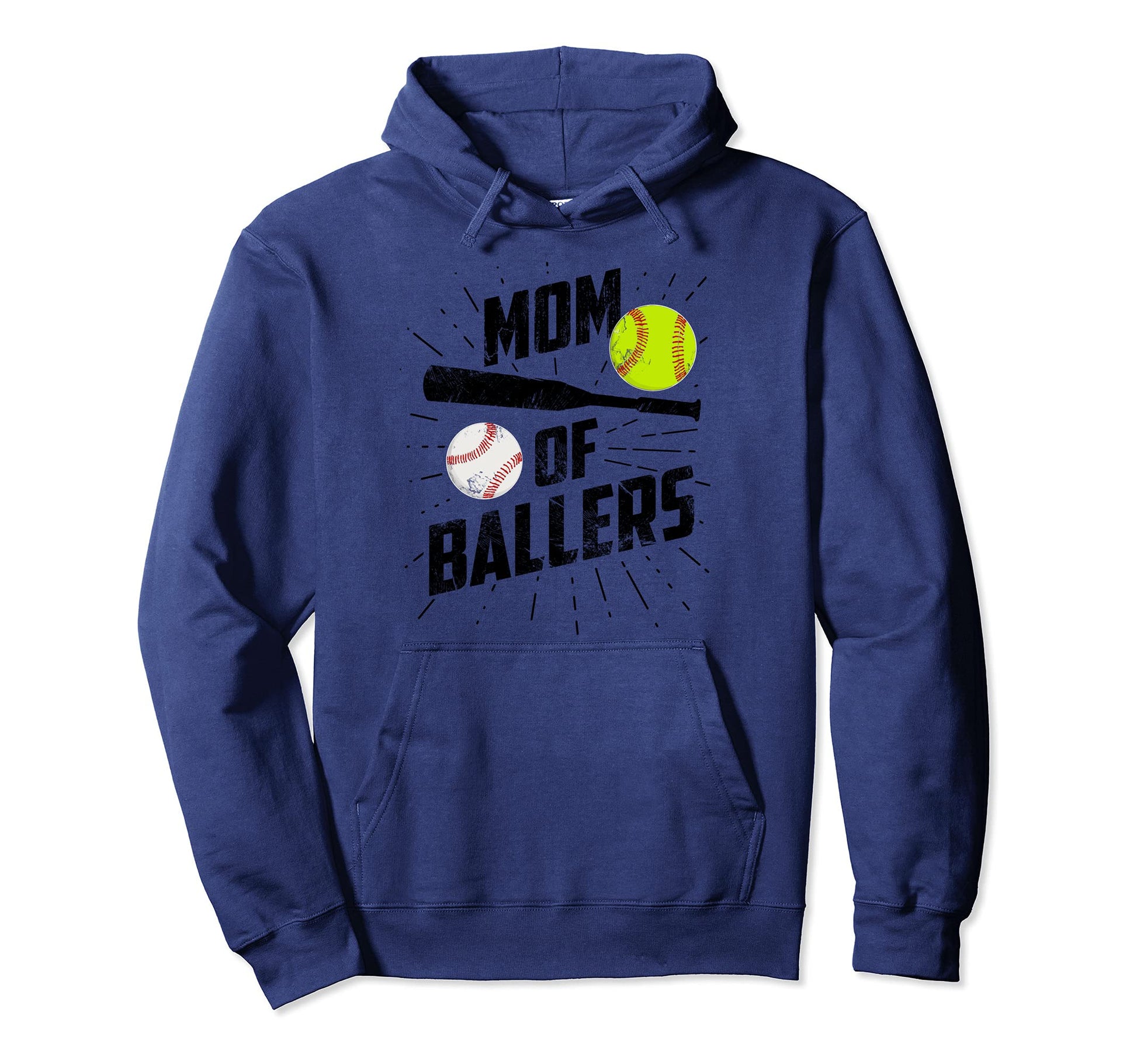 Mom Ballers Funny Baseball Softball Hoodie - Novelty Apparel for Adults - T-Shirt, Sweatshirt, Hoodie