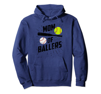 Mom Ballers Funny Baseball Softball Hoodie - Novelty Apparel for Adults - T-Shirt, Sweatshirt, Hoodie