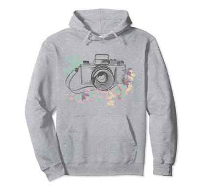 Lovely Camera Pastel Floral Hoodie - Streetwear Style Men Women - T-Shirt, Sweatshirt, Hoodie