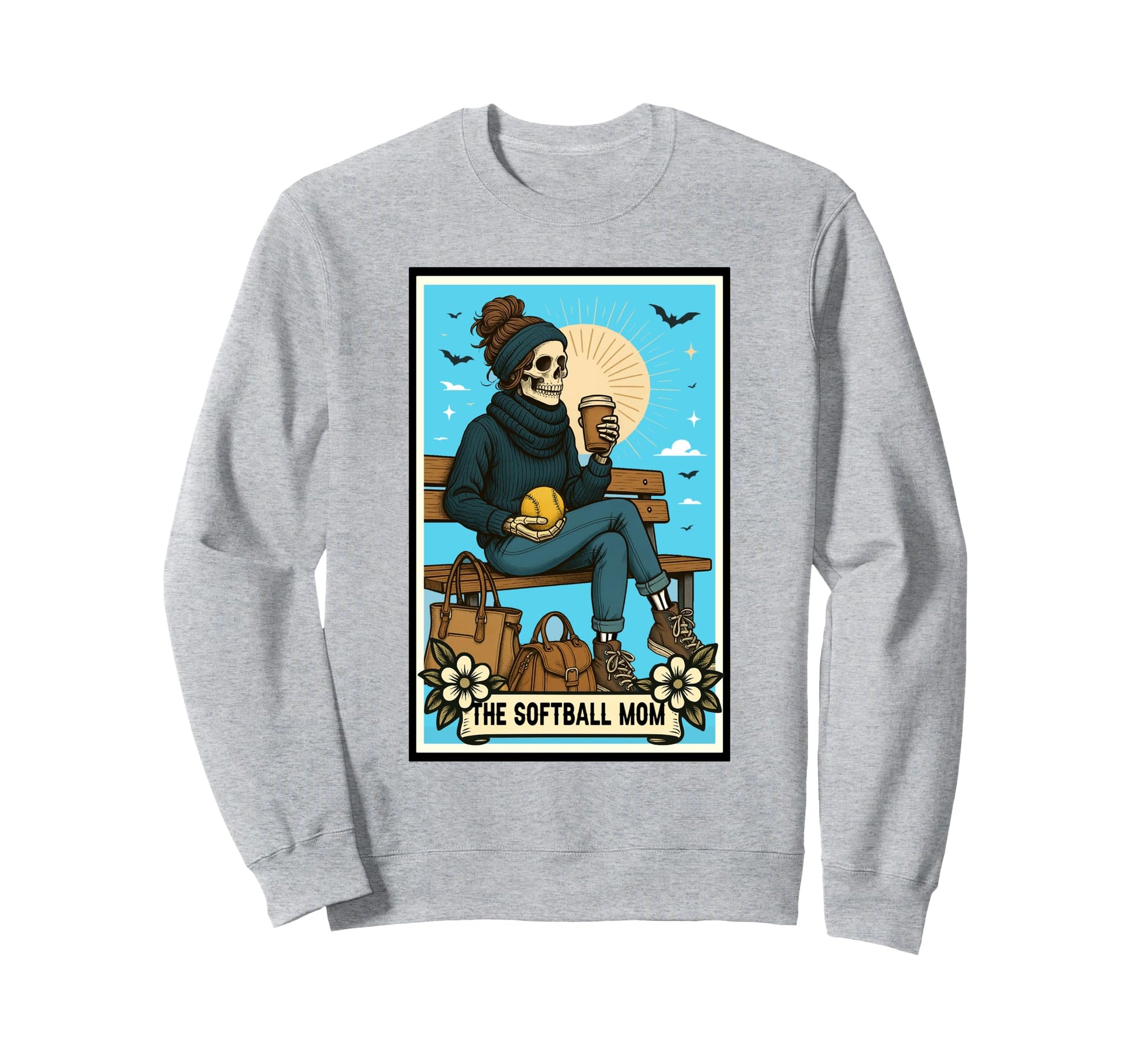 Softball Mama Game Day Skeleton Sweatshirt - Unique Graphic for Adults - T-Shirt, Sweatshirt, Hoodie