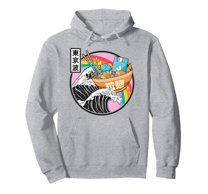 Computer Ramen Noodles Great Wave Kawaii Hoodie - Aesthetic Graphic Unisex - T-Shirt, Sweatshirt, Hoodie
