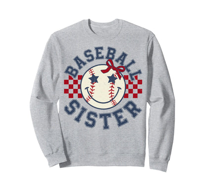 Baseball Sister Coquette Bow Sport Sweatshirt - Graphic Print Unisex - T-Shirt, Sweatshirt, Hoodie