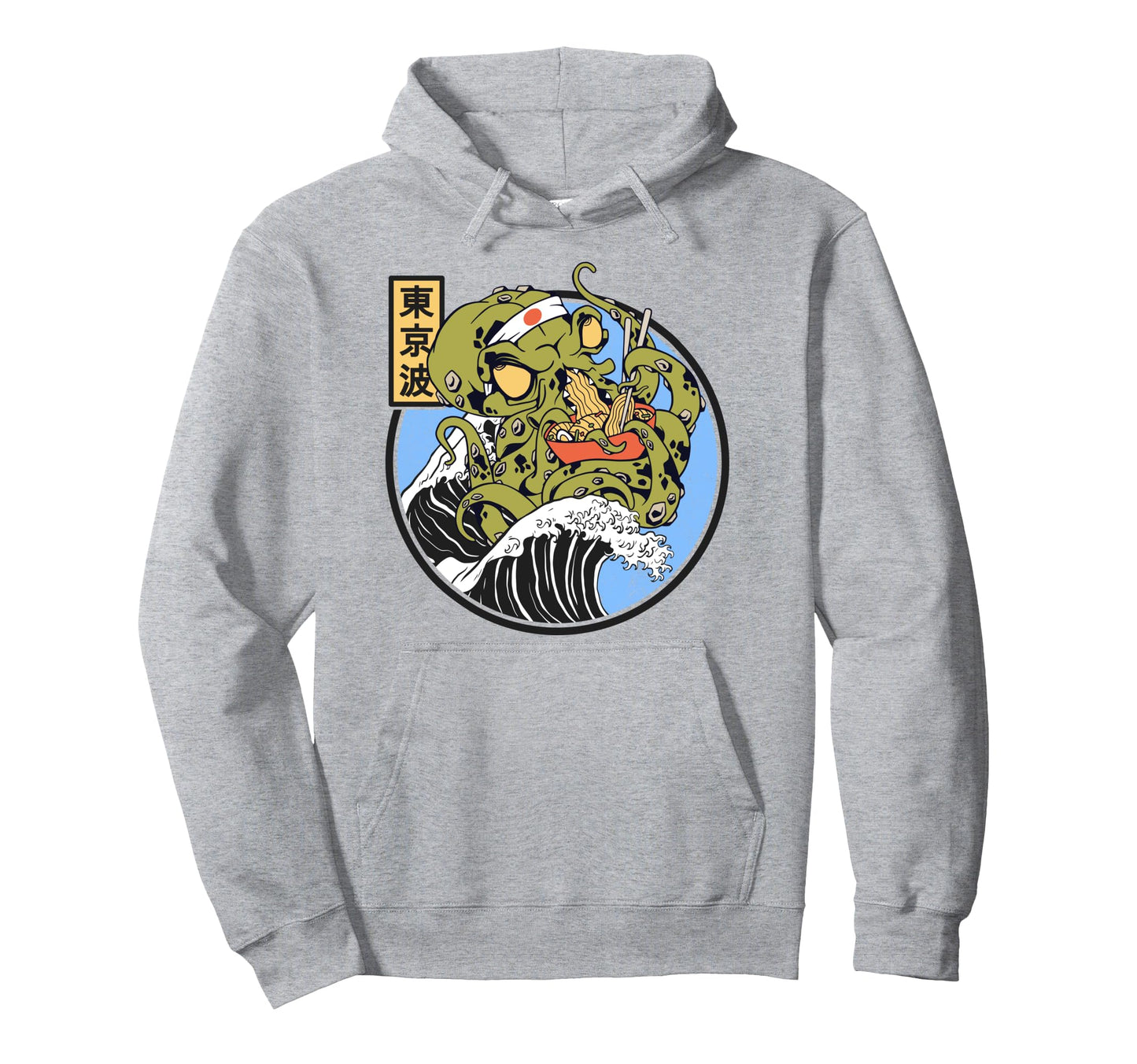 Kraken Eating Ramen Bowl Kanagawa Hoodie - Casual Everyday Wear Men Women - T-Shirt, Sweatshirt, Hoodie