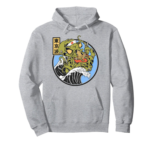 Kraken Eating Ramen Bowl Kanagawa Hoodie - Casual Everyday Wear Men Women - T-Shirt, Sweatshirt, Hoodie