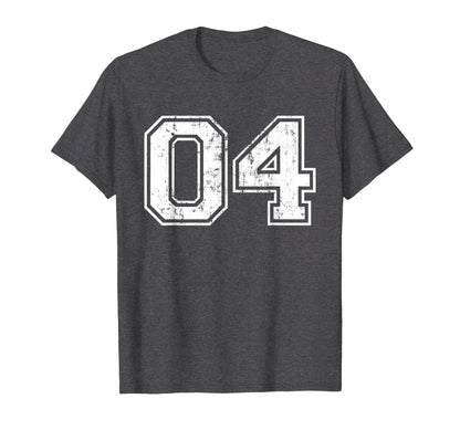 Number 04 Varsity Distressed Sports T-Shirt - Custom Art Print for Adults - T-Shirt, Sweatshirt, Hoodie