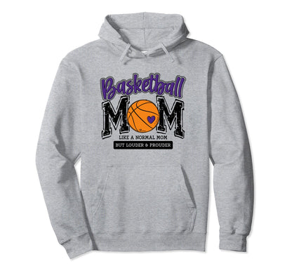 Basketball Mama Purple Game Day Basket Hoodie - Aesthetic Graphic Unisex - T-Shirt, Sweatshirt, Hoodie