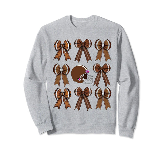 Womens Moms Coquette Bow Football Sweatshirt - Graphic Print Men Women - T-Shirt, Sweatshirt, Hoodie