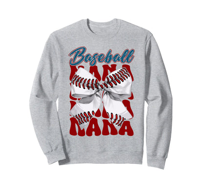 Baseball Nana Bow Baseball Mom Sweatshirt - Fun Novelty Design Unisex - T-Shirt, Sweatshirt, Hoodie