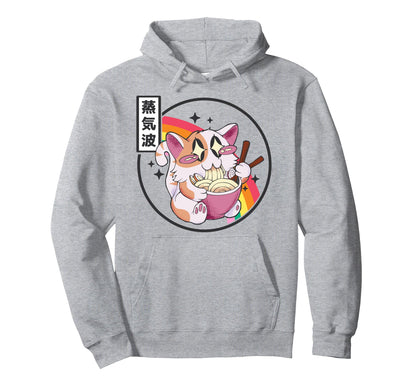 Happy Cat Eating Ramen Japan Hoodie - Casual Everyday Wear for Adults - T-Shirt, Sweatshirt, Hoodie
