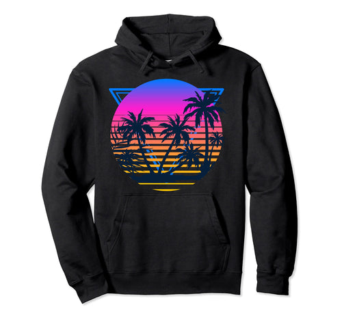 Tropical Sunset Palms 80S Aesthetic Hoodie - Streetwear Style for Adults - T-Shirt, Sweatshirt, Hoodie
