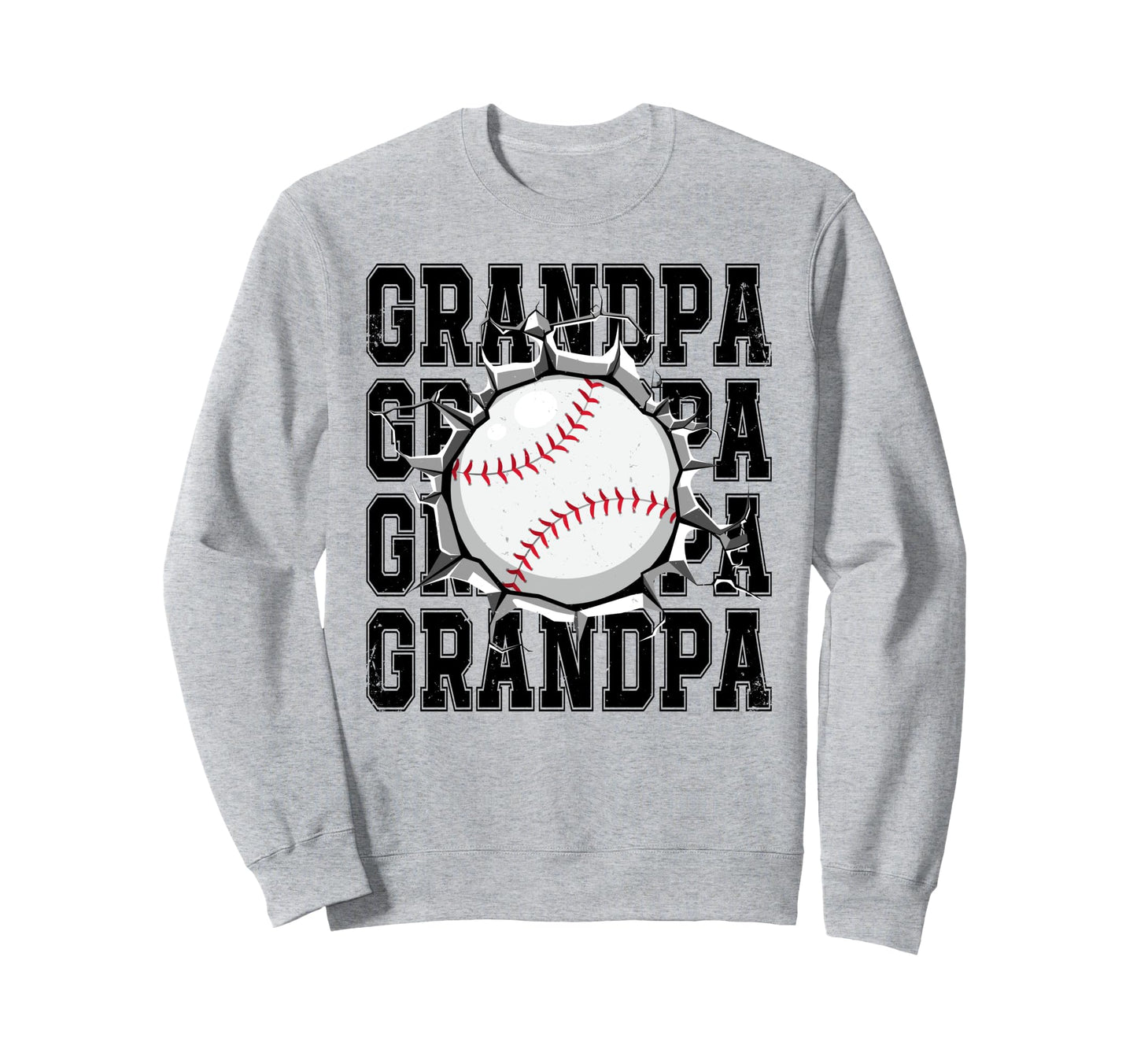 Baseball Grandpa Cracked Wall Sweatshirt - Fun Novelty Design for Adults - T-Shirt, Sweatshirt, Hoodie