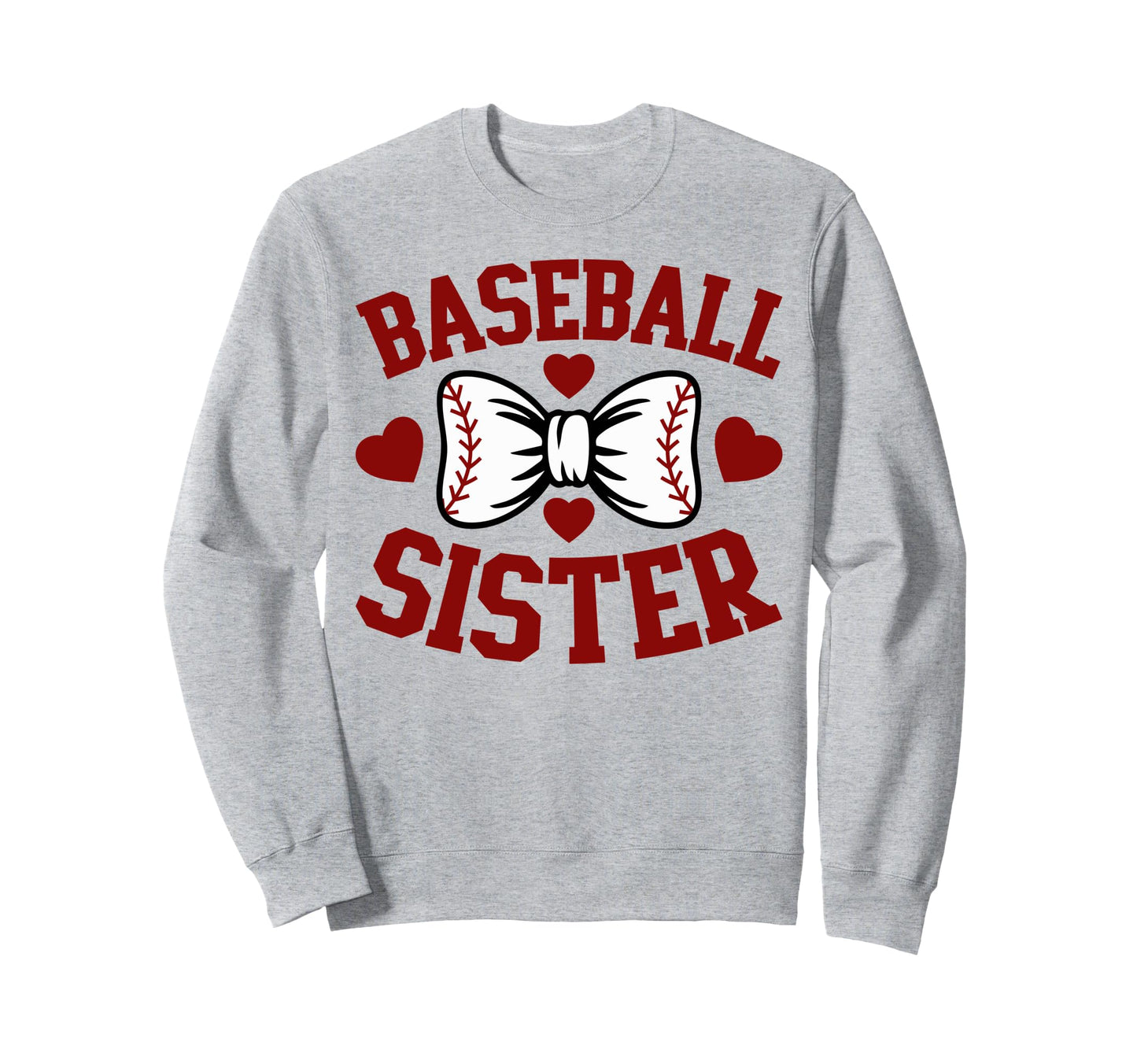 Baseball Sister Heart Bow Sweatshirt - Fun Novelty Design Men Women - T-Shirt, Sweatshirt, Hoodie