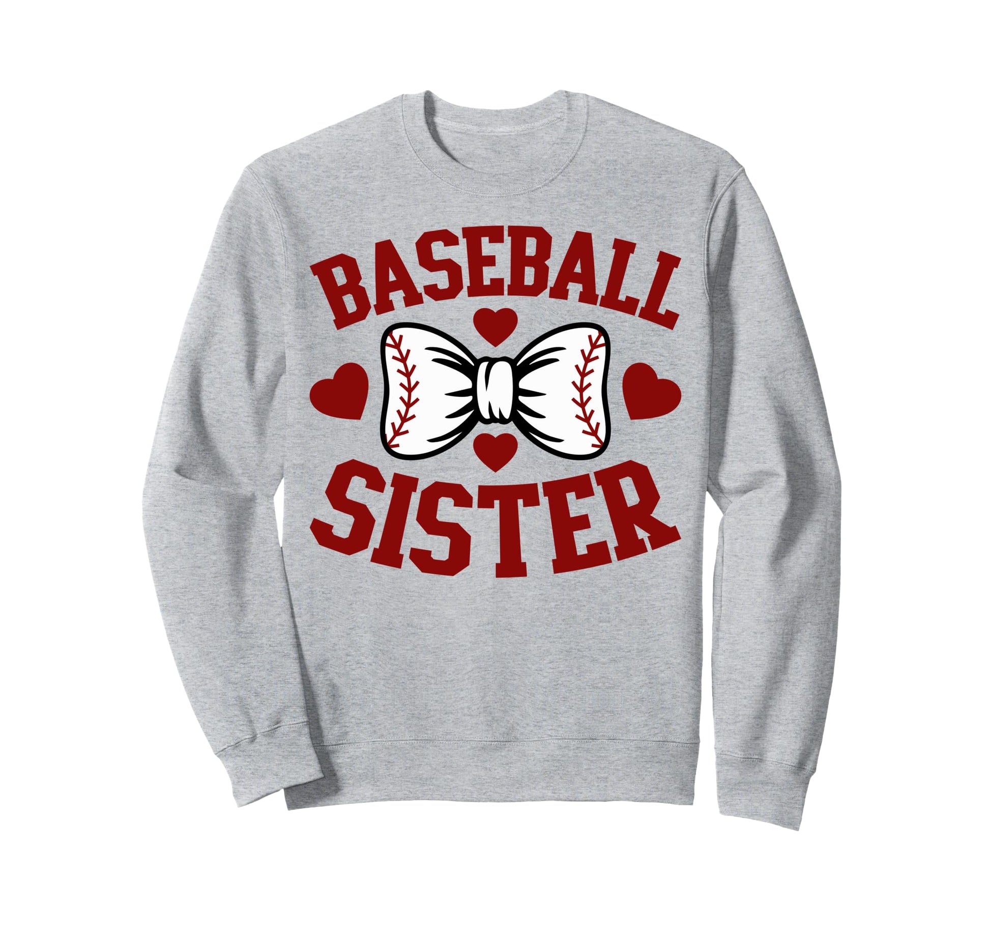 Baseball Sister Heart Bow Sweatshirt - Fun Novelty Design Men Women - T-Shirt, Sweatshirt, Hoodie