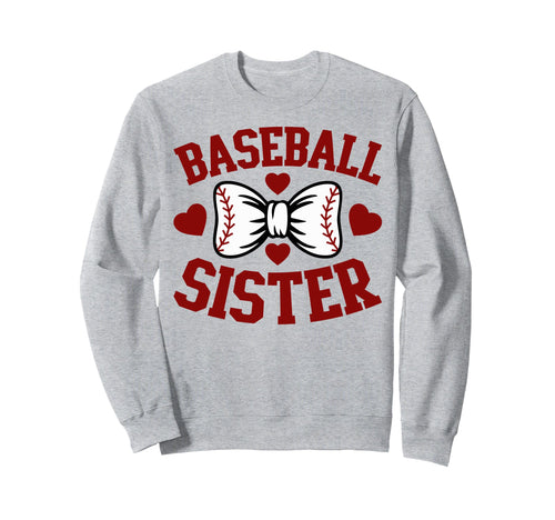 Baseball Sister Heart Bow Sweatshirt - Fun Novelty Design Men Women - T-Shirt, Sweatshirt, Hoodie