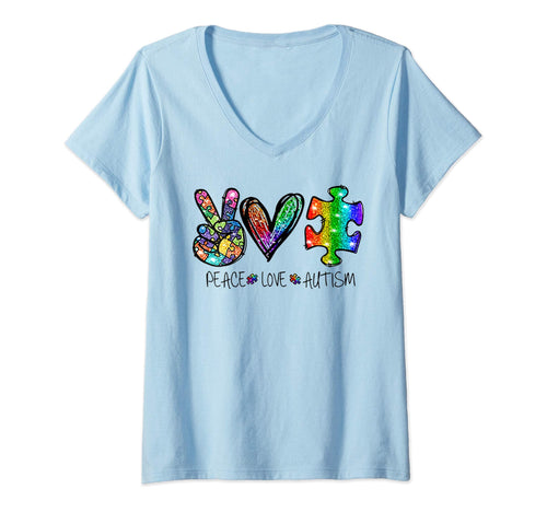 Funny Peace Love Autism Ribbon Hippie T-Shirt - Streetwear Style Unisex - T-Shirt, Sweatshirt, Hoodie