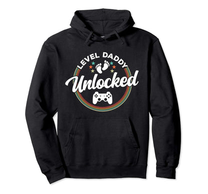 Level Daddy Unlocked New Dad Funny Hoodie - Minimalist Print Men Women - T-Shirt, Sweatshirt, Hoodie