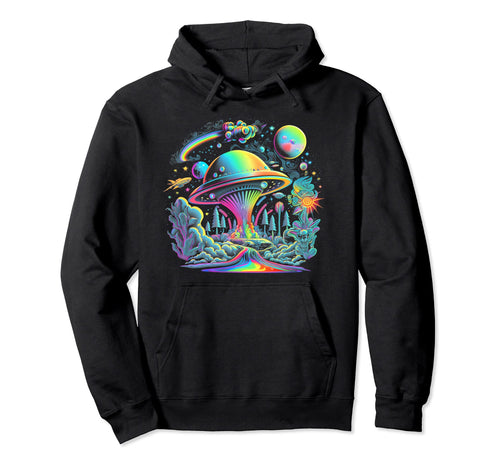 Ufo Funny Alien Mushroom 60S 80S 70S Hoodie - Graphic Print Men Women - T-Shirt, Sweatshirt, Hoodie