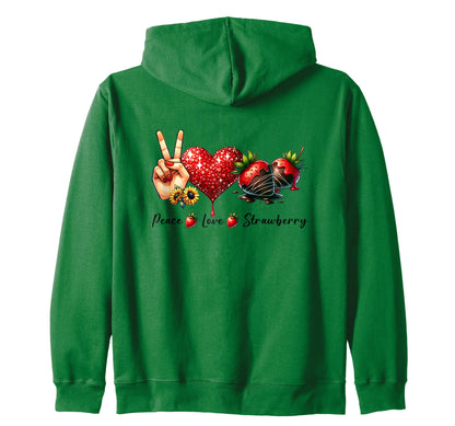 Peace Love Strawberry Festival Hippie T-Shirt - Unique Graphic for Adults - T-Shirt, Sweatshirt, Hoodie