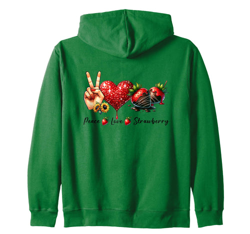 Peace Love Strawberry Festival Hippie T-Shirt - Unique Graphic for Adults - T-Shirt, Sweatshirt, Hoodie