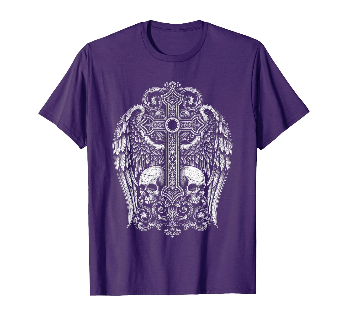 Cross Skull Gothic Grunge Y2K Alt Wings T-Shirt - Trendy Graphic Men Women - T-Shirt, Sweatshirt, Hoodie