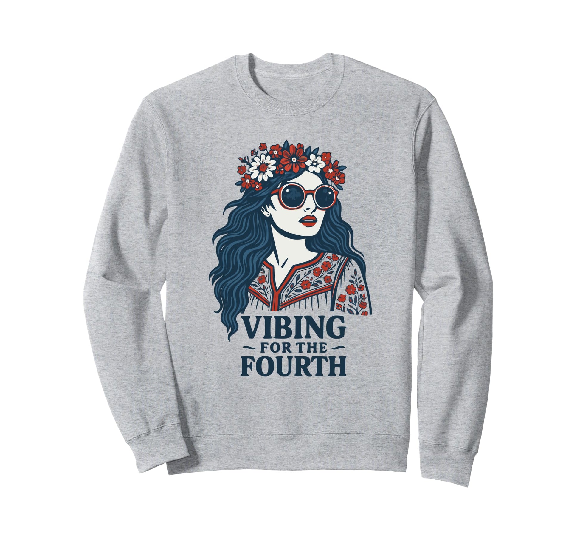 Vibing Fourth 4Th July Sweatshirt - Aesthetic Graphic Unisex - T-Shirt, Sweatshirt, Hoodie