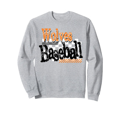 Wolves Checkered Baseball Mom Sweatshirt - Aesthetic Graphic for Adults - T-Shirt, Sweatshirt, Hoodie