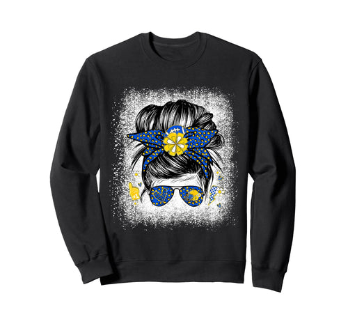 Messy Bun Blue Gold Cheer Sweatshirt - Streetwear Style for Adults - T-Shirt, Sweatshirt, Hoodie
