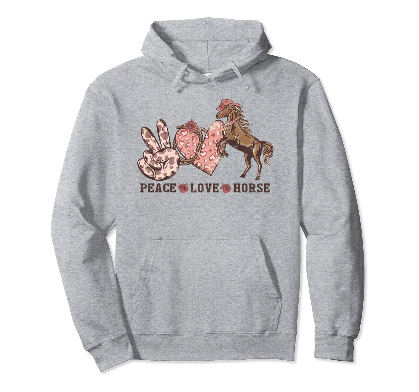 Peace Love Horses I Love My Horses Hoodie - Fun Novelty Design Unisex - T-Shirt, Sweatshirt, Hoodie