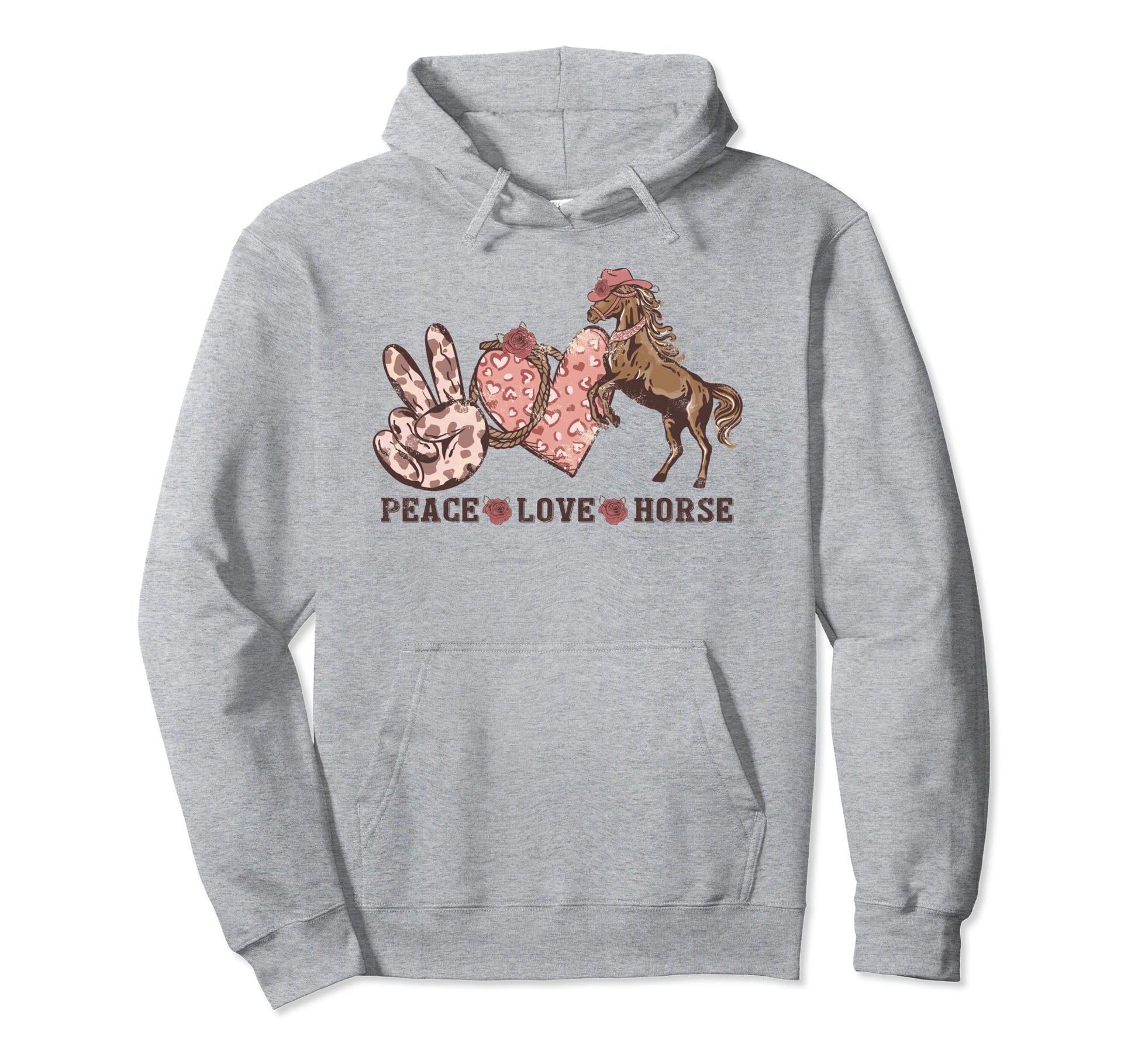 Peace Love Horses I Love My Horses Hoodie - Fun Novelty Design Unisex - T-Shirt, Sweatshirt, Hoodie
