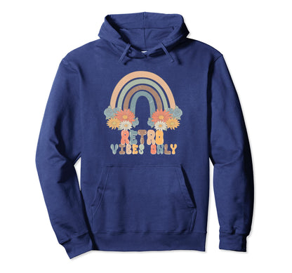 Vibes Only Rainbow 80S Hoodie - Graphic Print Men Women - T-Shirt, Sweatshirt, Hoodie