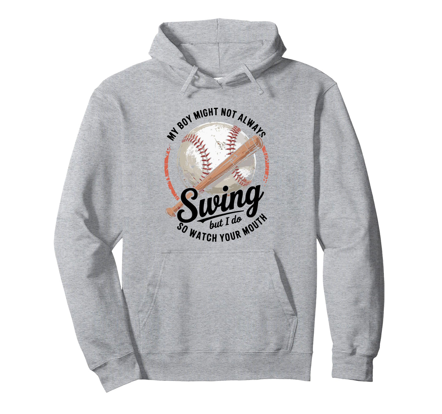 Funny Baseball Parent Swing Joke Hoodie - Trendy Graphic Unisex - T-Shirt, Sweatshirt, Hoodie