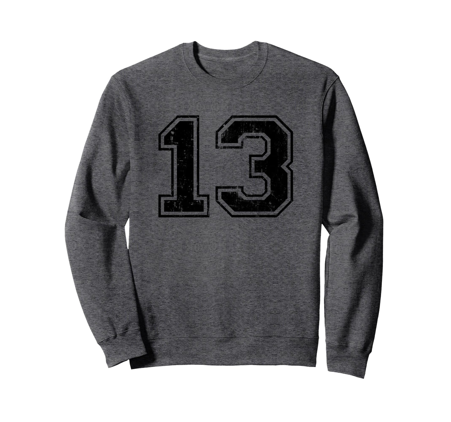 Number 13 Varsity Distressed Sport Team Sweatshirt - Unique Graphic Unisex - T-Shirt, Sweatshirt, Hoodie