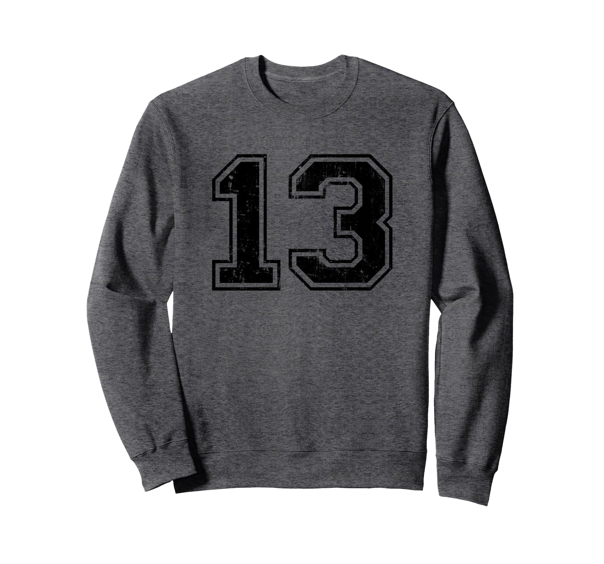 Number 13 Varsity Distressed Sport Team Sweatshirt - Unique Graphic Unisex - T-Shirt, Sweatshirt, Hoodie
