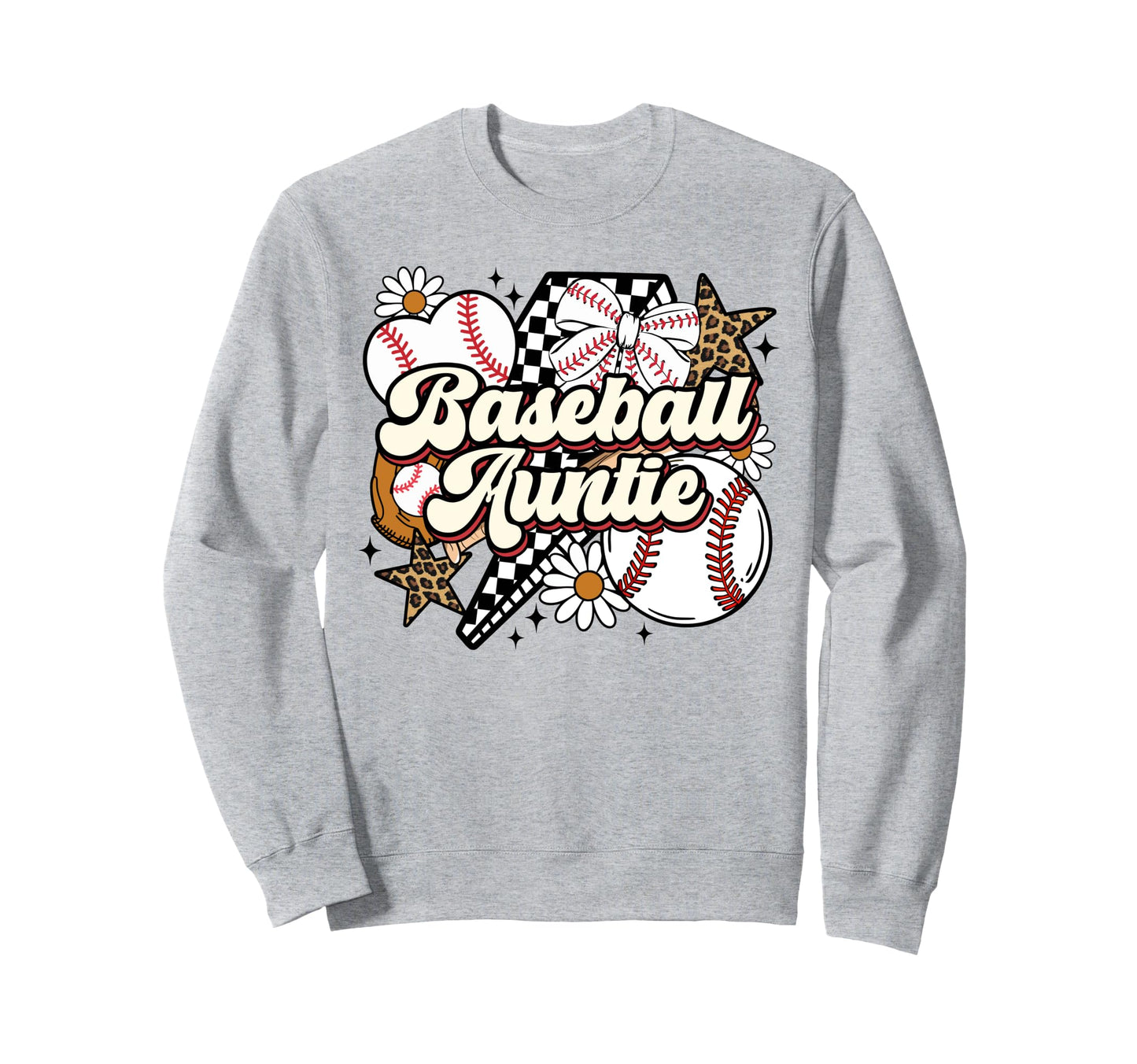 Baseball Auntie Funny Leopard Sweatshirt - Novelty Apparel Men Women - T-Shirt, Sweatshirt, Hoodie