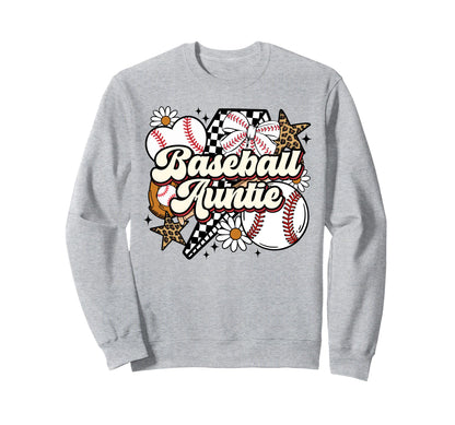 Baseball Auntie Funny Leopard Sweatshirt - Novelty Apparel Men Women - T-Shirt, Sweatshirt, Hoodie