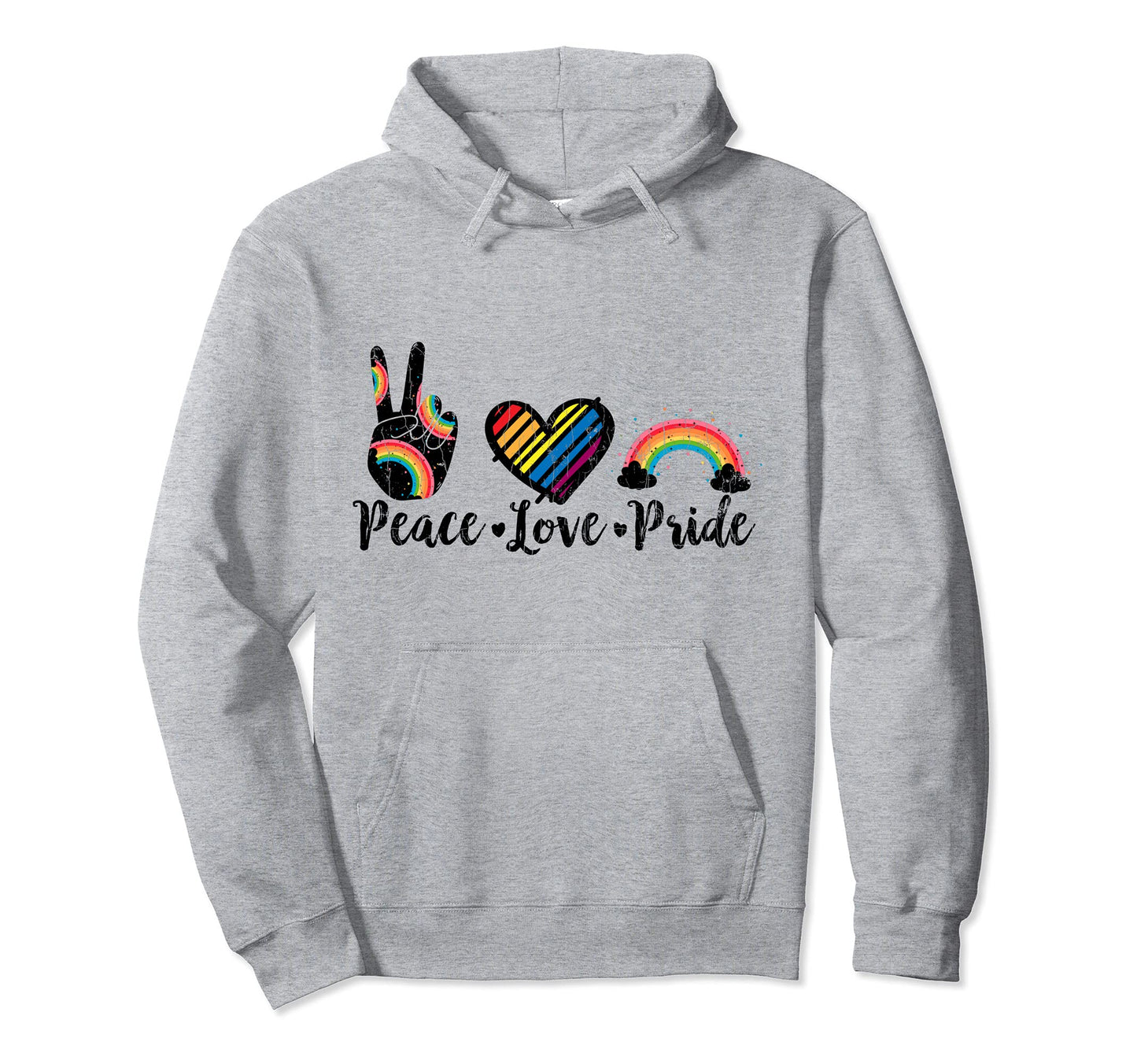 Peace Love Pride Funny Gay Lesbian Lgbtq Hoodie - Fun Novelty Design Unisex - T-Shirt, Sweatshirt, Hoodie